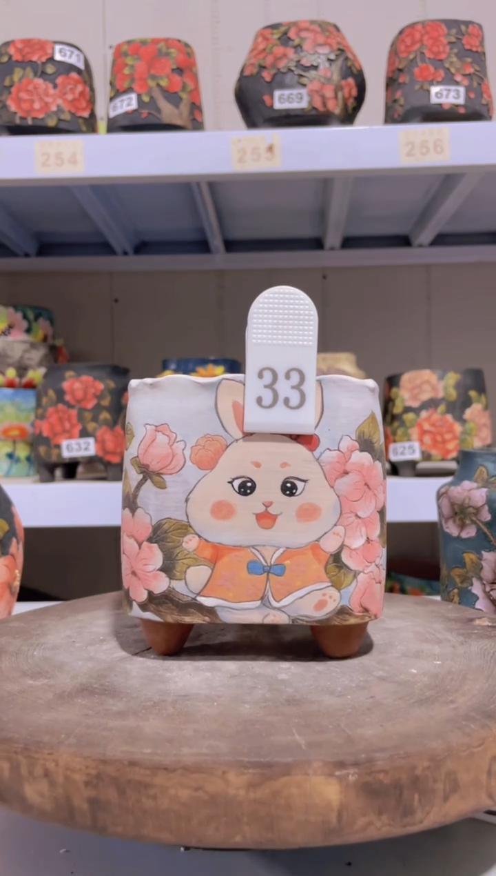 摆件33陶花岛花盆罐—手工痕迹默认，大小会有1-2公分误差