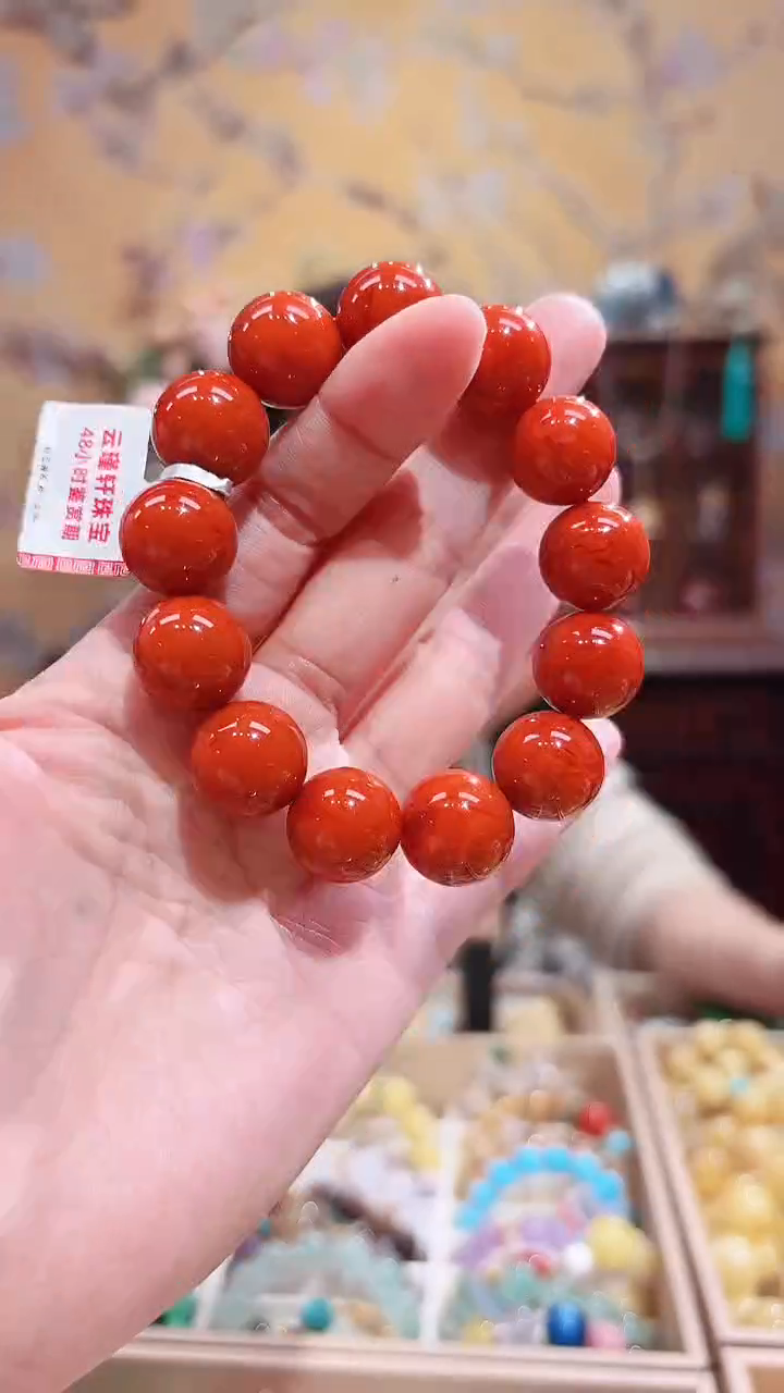 未镶嵌手串南红玛瑙，南红精品火焰南红15.2咪