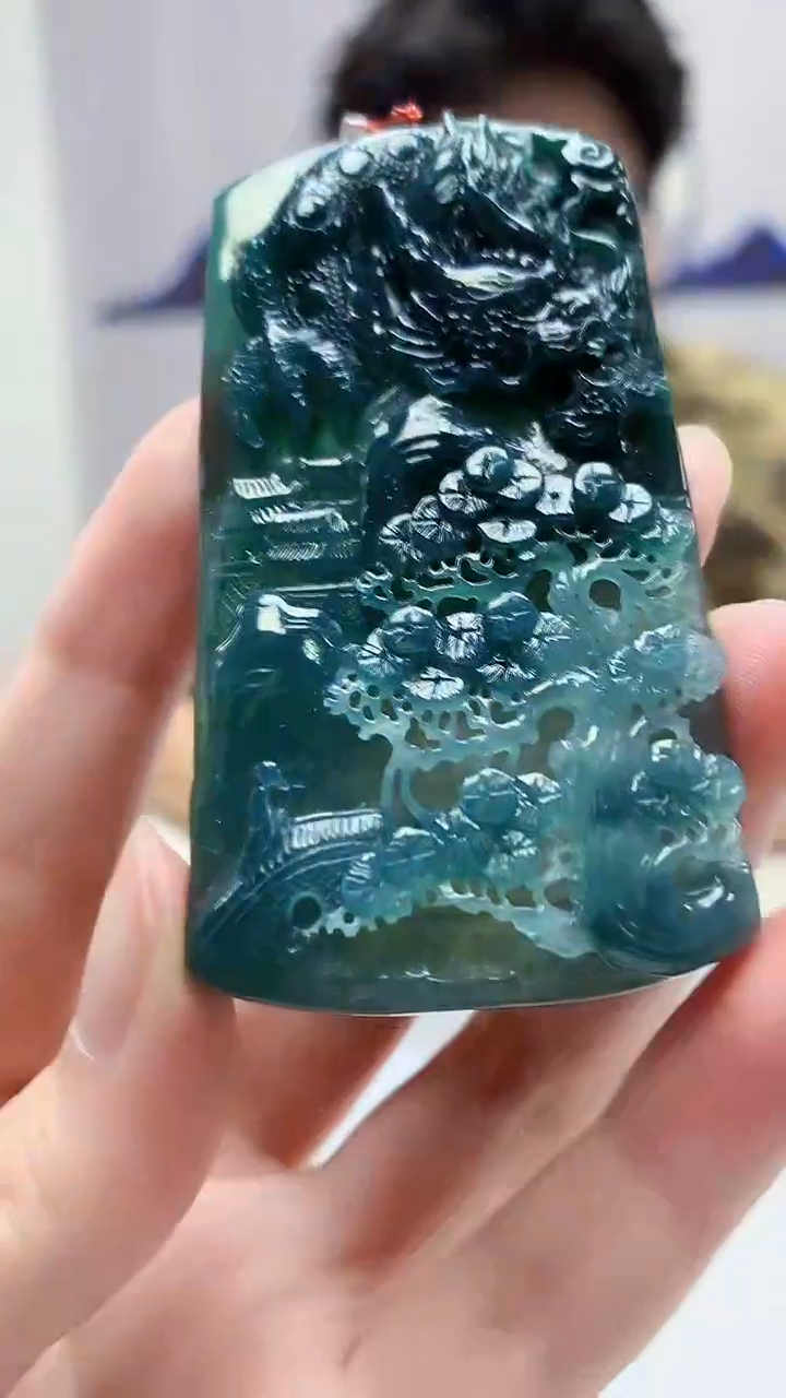 【闪购商品】定制翡翠未镶嵌4688zm-毛货挂件380山水