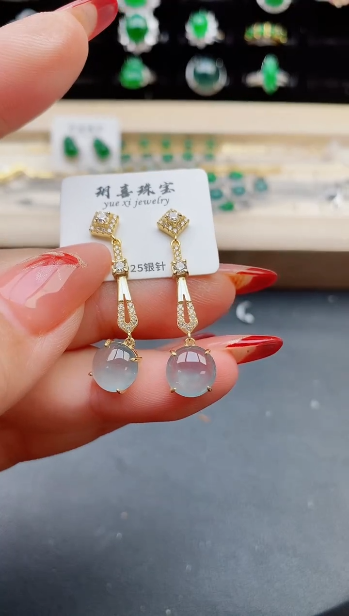 【闪购商品】翡翠耳饰银S925镶嵌321321