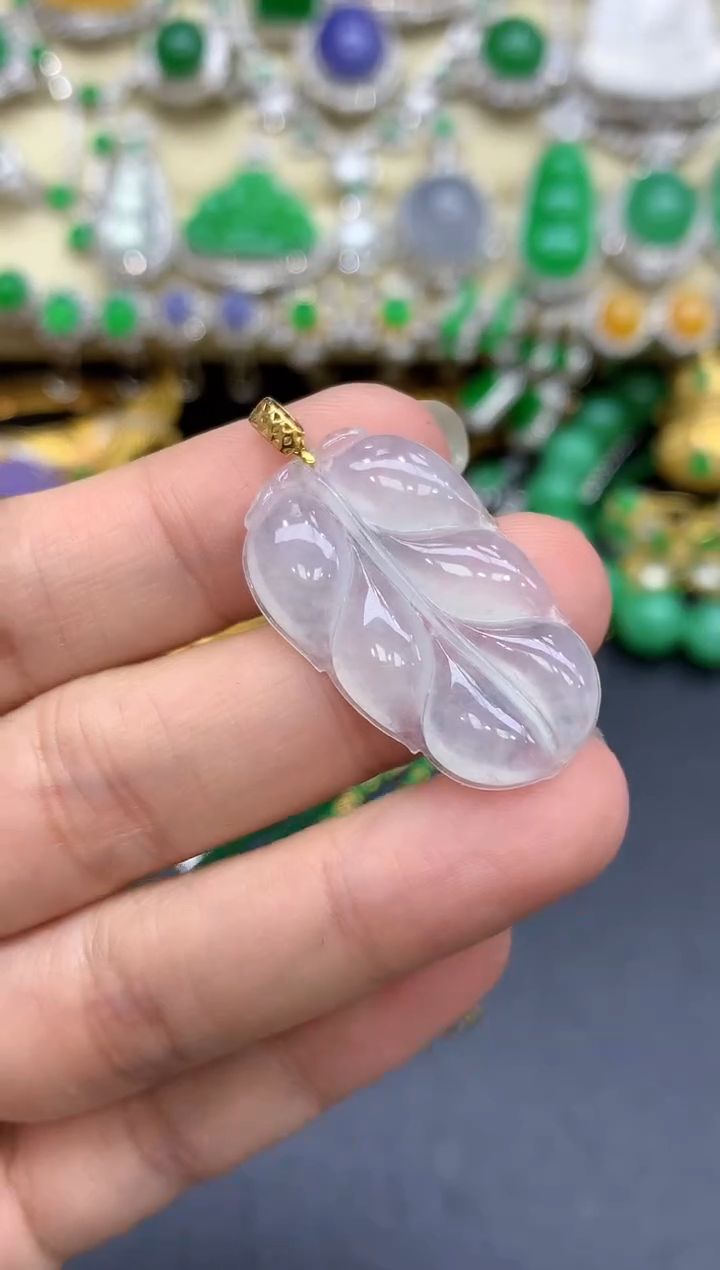 颈饰18K金镶嵌翡翠307-中国好珍宝