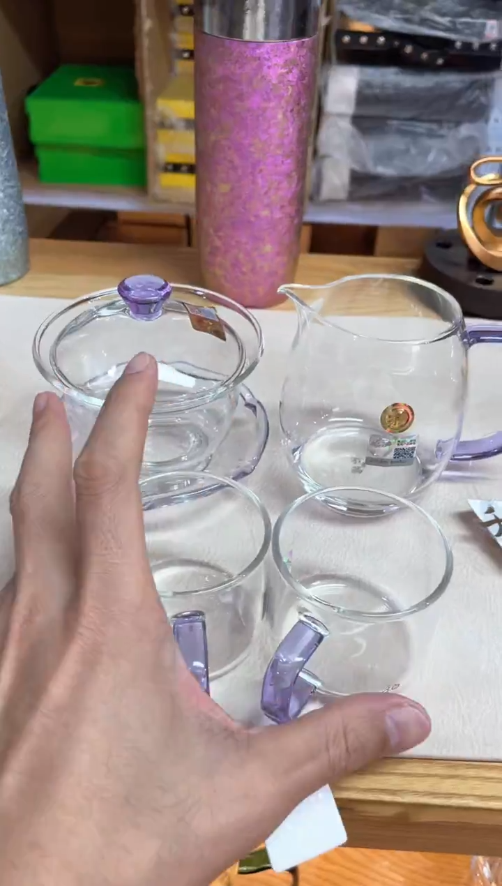 禅语盖碗浅紫+澄然浅紫+清禾杯浅紫