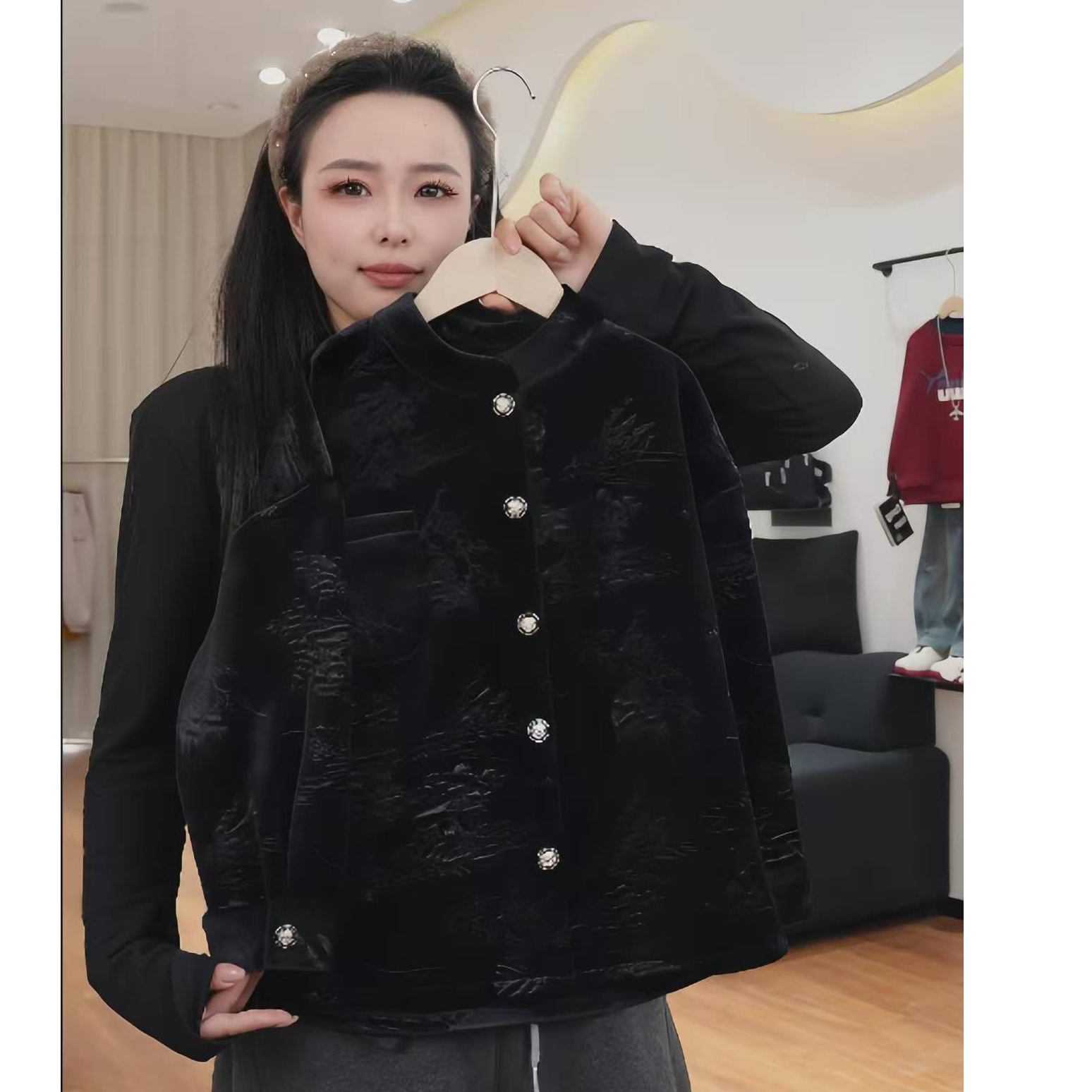 【新年款】新中式丝绒压花衬衫加绒款亲子衬衫又一年