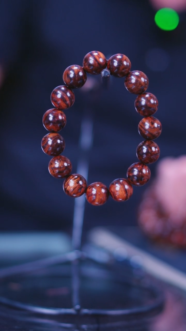 黄花梨/降香黄檀海南黄花梨芝麻点紫油梨1.5手串