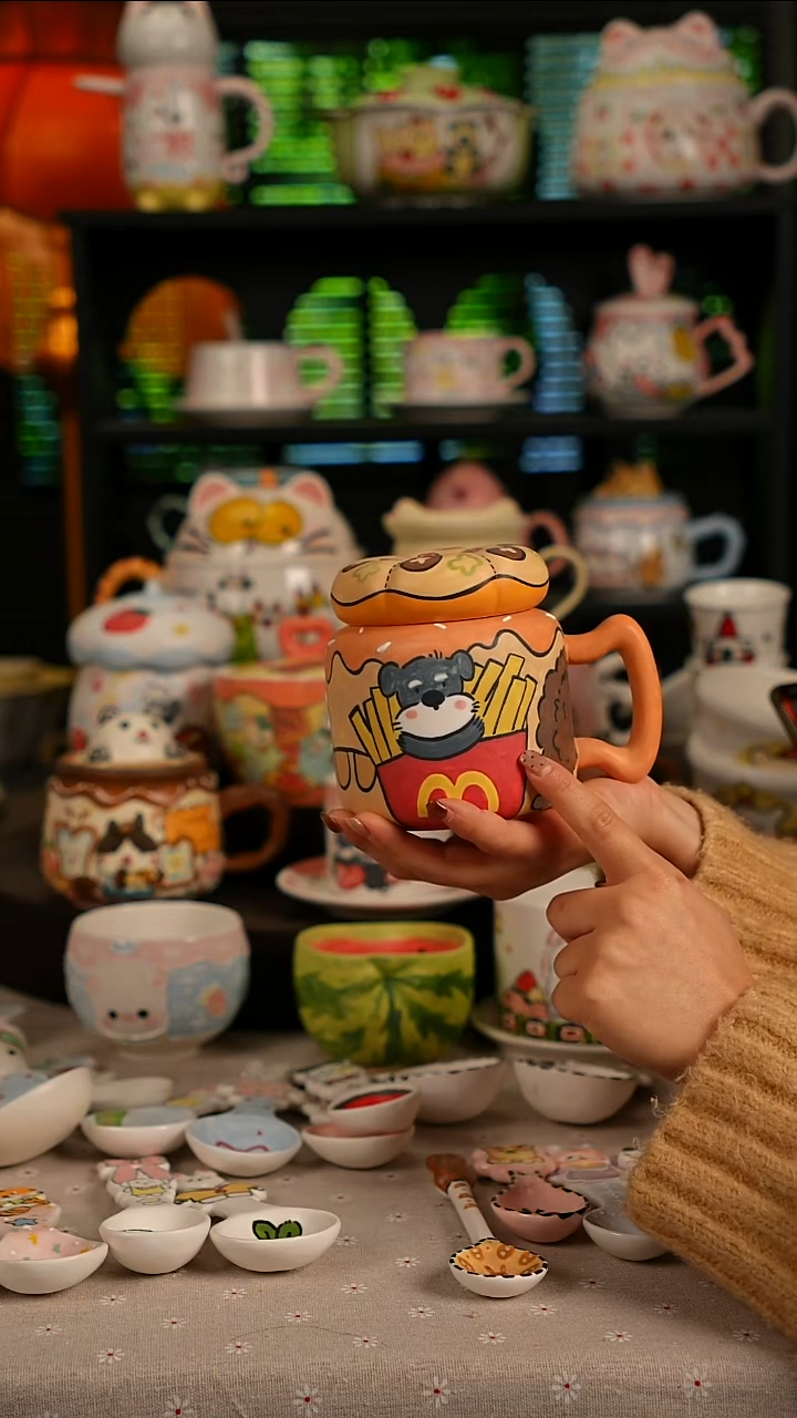 陶瓷无盖款景德镇高温釉下彩纯手绘创意瓷 