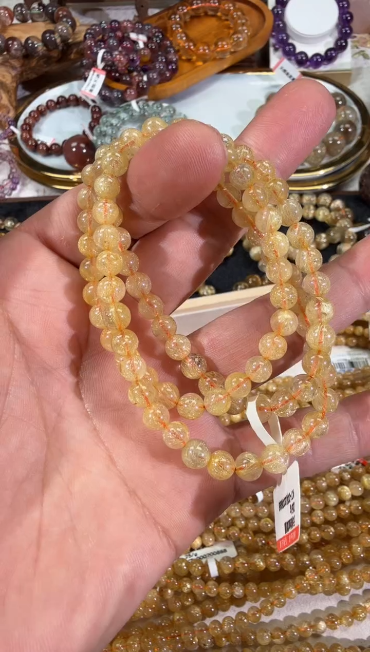 未镶嵌手串发晶SJ-888金发晶多圈