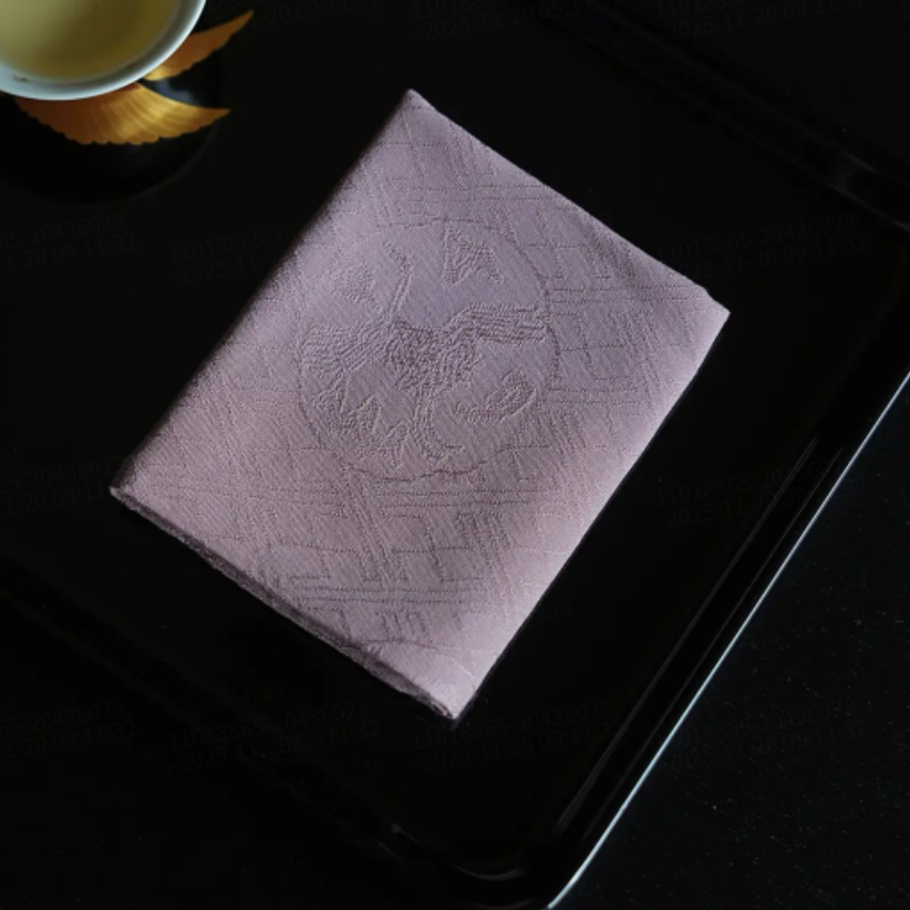 【悦生活】【云鹤海棠】紫色棉布茶巾（慢蓝S1892）