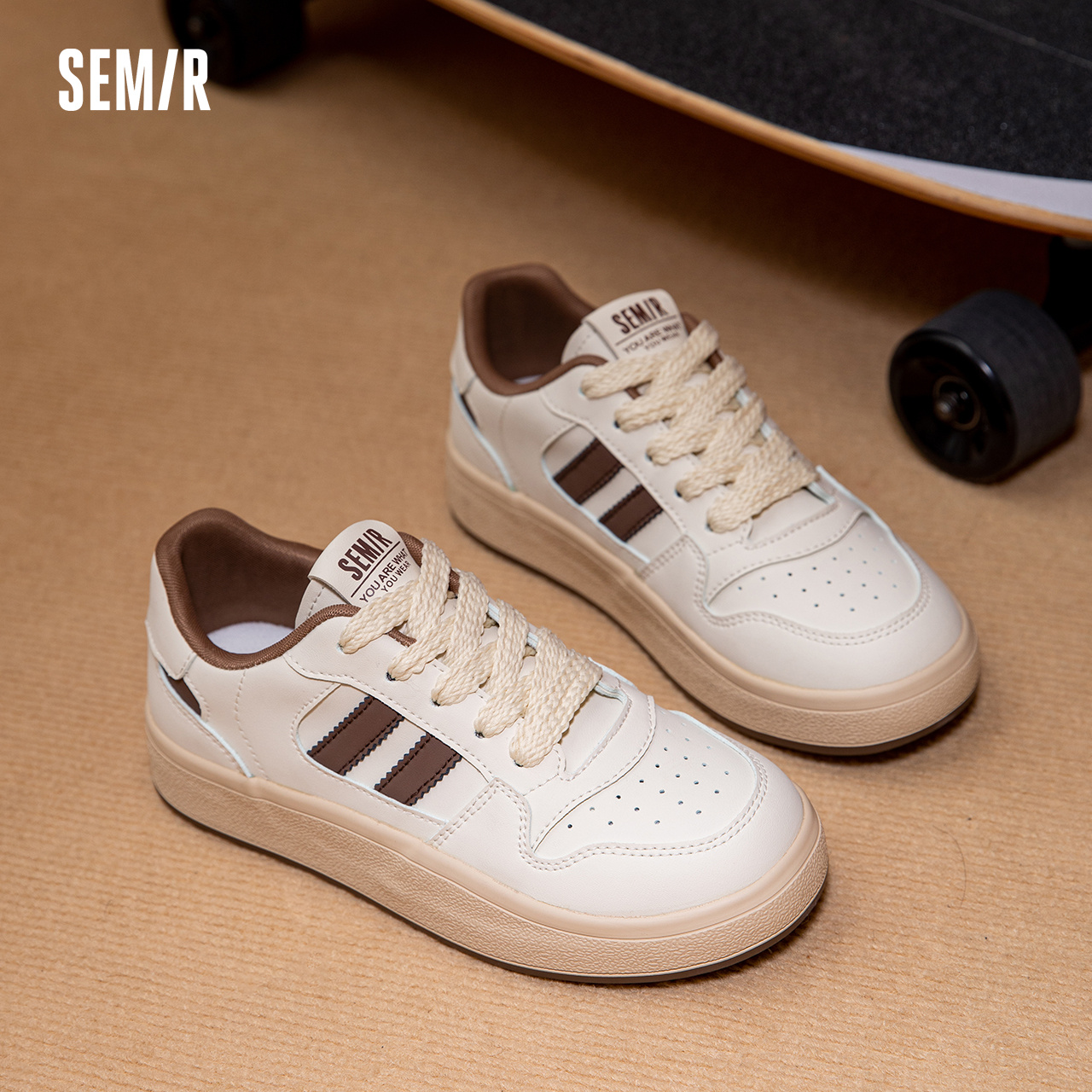 3810 棕色semir休闲百搭复古板鞋女2025新款小白鞋潮流小众女鞋