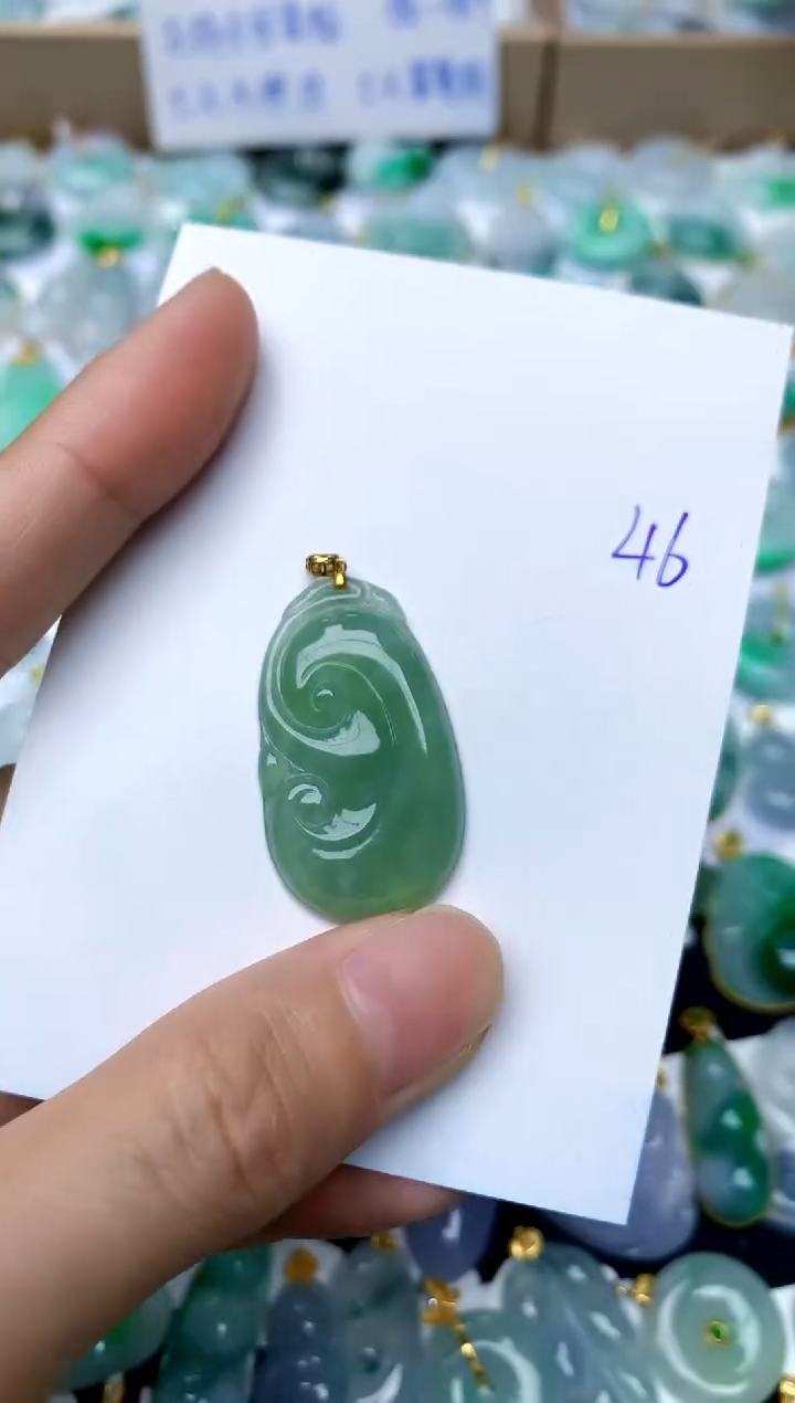 【闪购商品】翡翠颈饰18K金镶嵌46天然A货翡翠·1