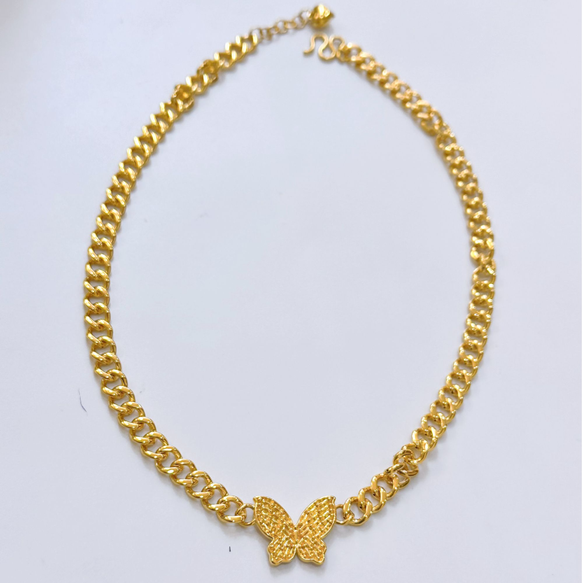 【古巴蝴蝶链】足金999黄金蝴蝶链古巴链时尚高级ins项链