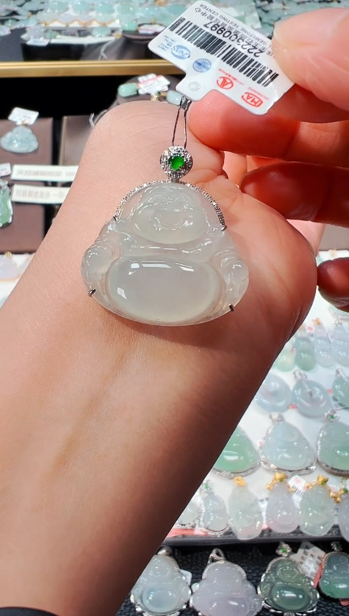 【闪购商品】翡翠吊坠(不含链)18K金镶嵌佛公吊坠997