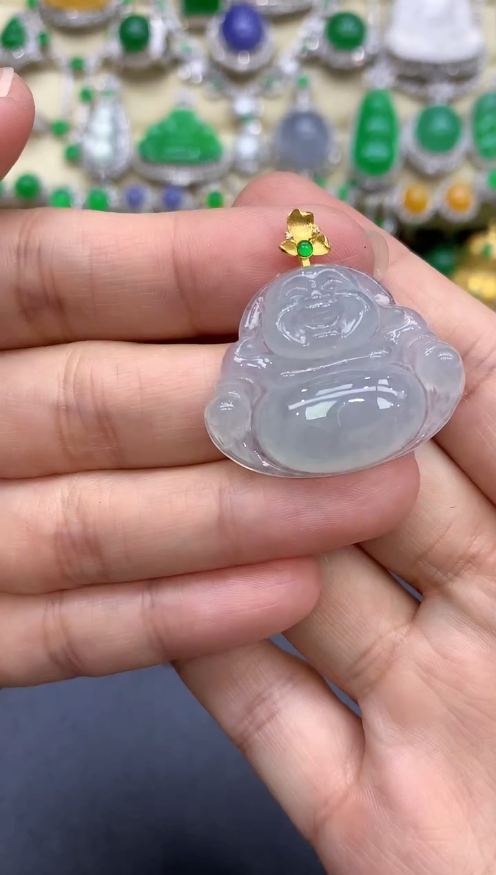 颈饰18K金镶嵌翡翠121-中国好珍宝