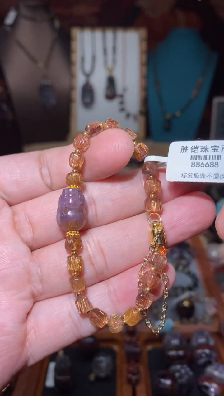 【闪购商品】水晶手链未镶嵌极光紫钛貔貅猫眼铜顺发