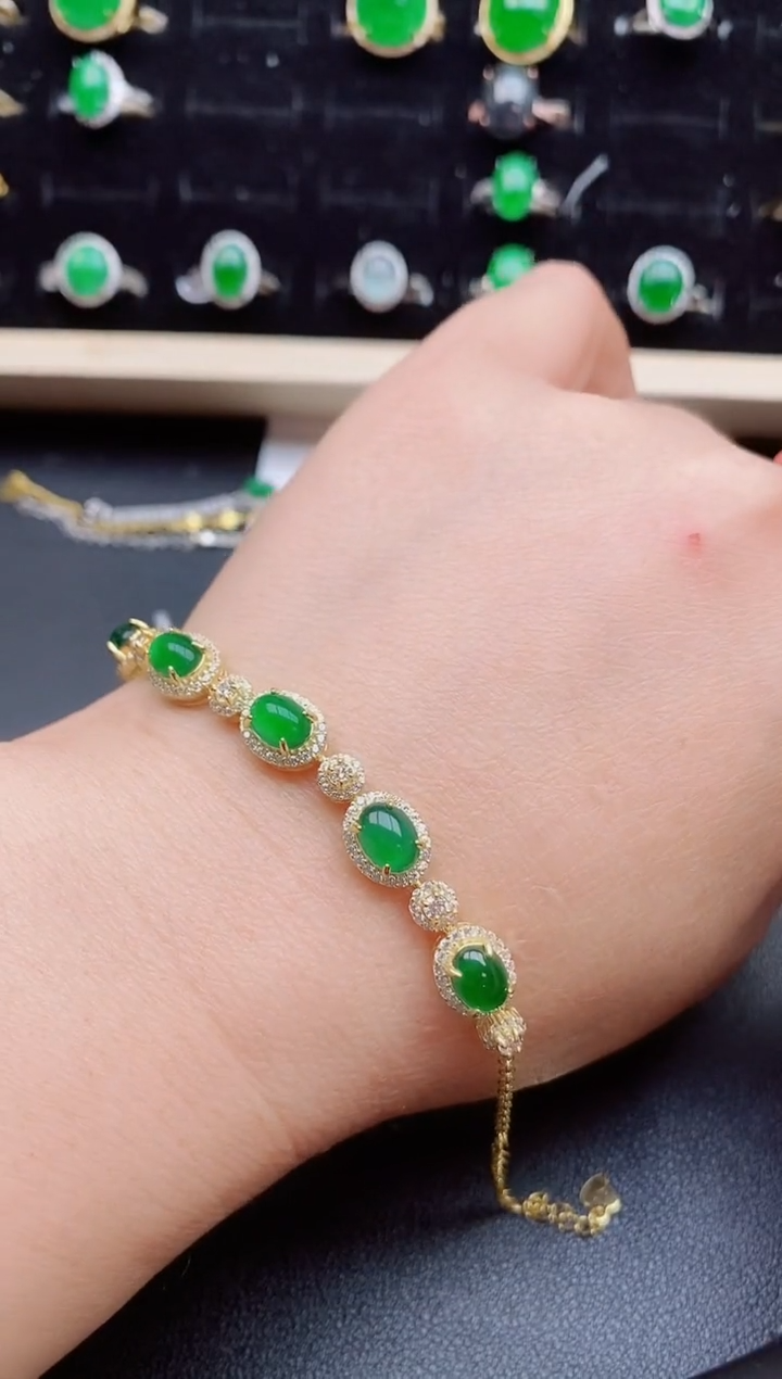 【闪购商品】翡翠手链银S925镶嵌585080580