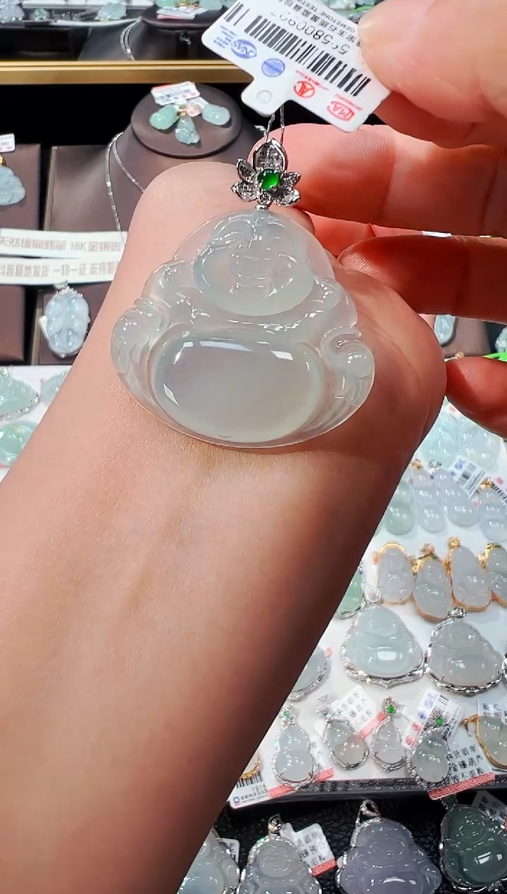 【闪购商品】翡翠吊坠(不含链)18K金镶嵌佛公吊坠907