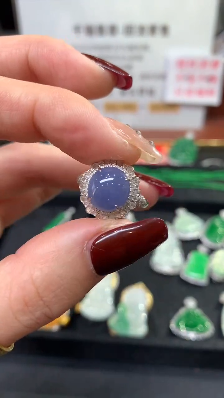 【闪购商品】翡翠戒指18K金镶嵌戒指回流不退不换|12800+0