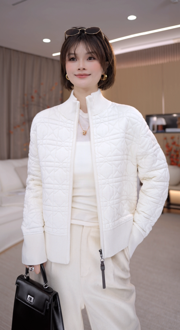 老马Malinlin 2026早春老钱菱格立领拉链气质款针织外套