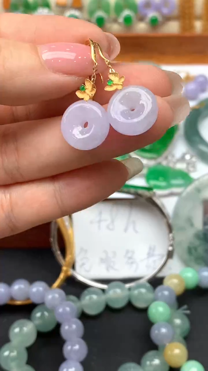 【闪购商品】翡翠耳饰18K金镶嵌110-天然翡翠
