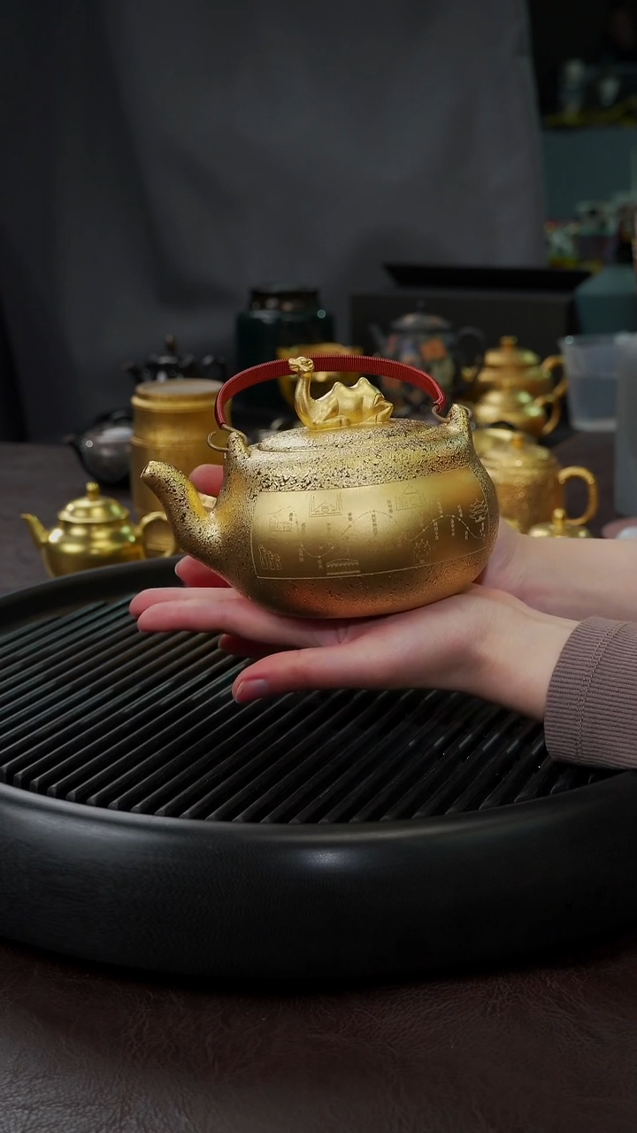 【闪购商品】杯【宜景窑紫砂鎏金】沙漠骆驼金壶