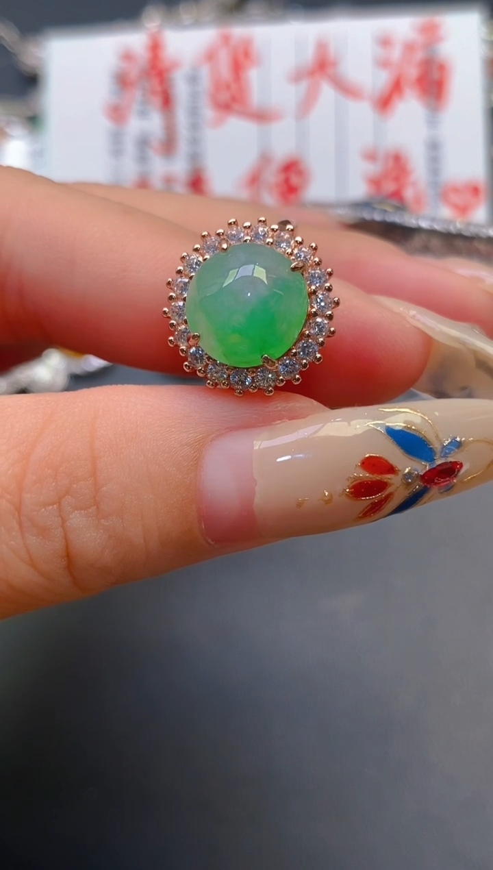 【闪购商品】翡翠耳饰银S925镶嵌天然A货翡翠1