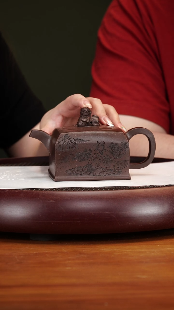 茶壶紫砂35YXM狮球 老紫泥450cc