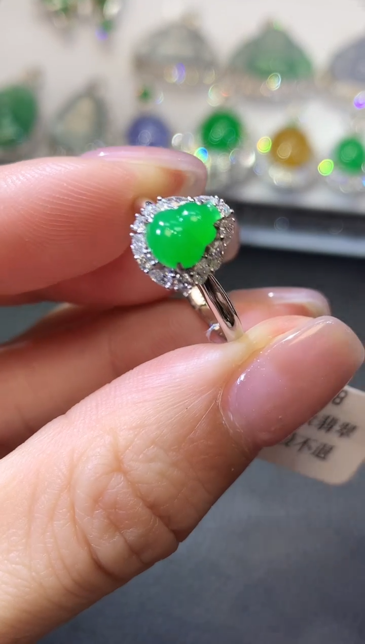 【闪购商品】翡翠戒指18K金镶嵌A70一件