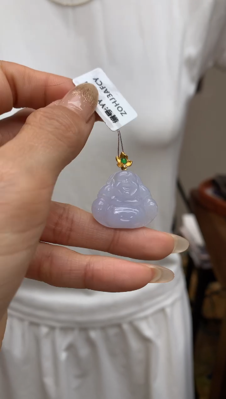 【闪购商品】翡翠颈饰18K金镶嵌佛公