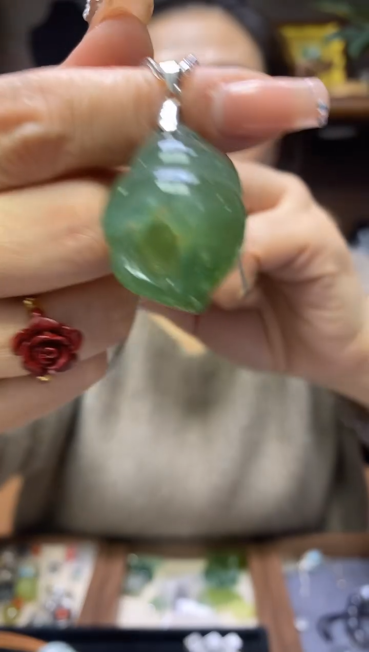 【闪购商品】岫玉吊坠银S925镶嵌·