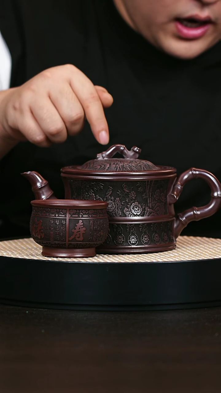 茶壶紫砂一品竹段 石红