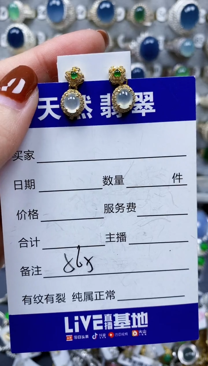 翡翠银S925镶嵌耳饰565