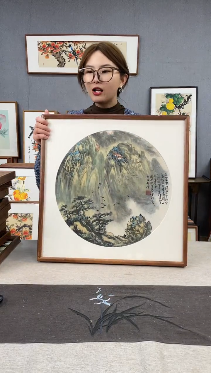 【闪购商品】国画手写手绘带框作品-52*52-赵金龙