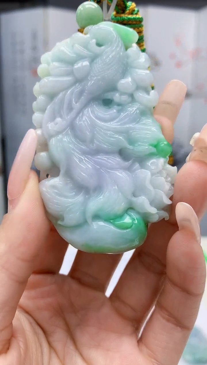 【闪购商品】定制翡翠未镶嵌5153lr-毛货挂件凤凰27