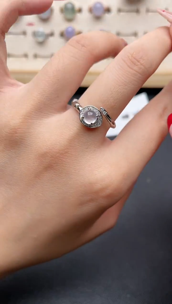 【闪购商品】翡翠戒指银S925镶嵌一物一证一礼盒