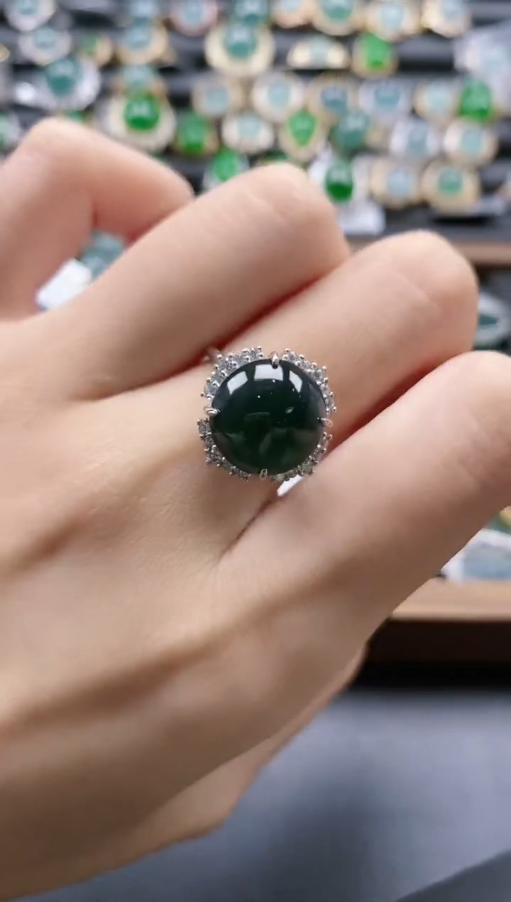 【闪购商品】翡翠戒指银S925镶嵌51151