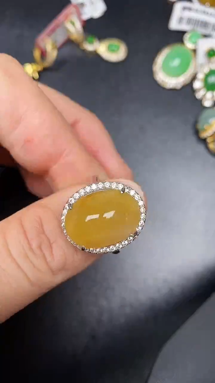 银S925镶嵌戒指翡翠1390