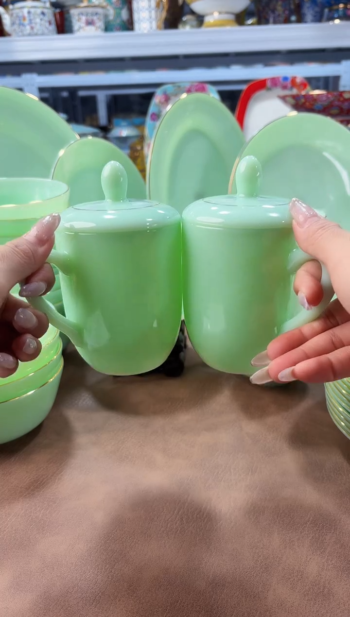 玉瓷盖杯2只水具