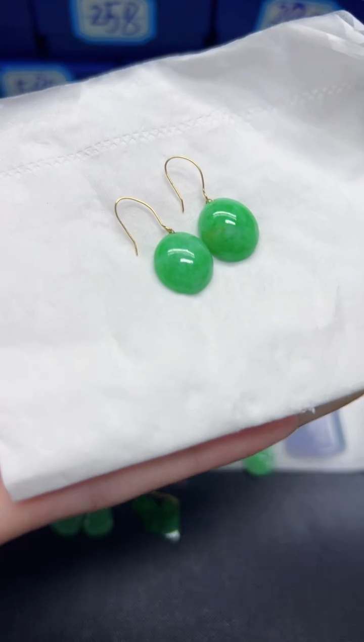 【闪购商品】翡翠耳饰18K金镶嵌 Y缅料A货/多样性发货/一件