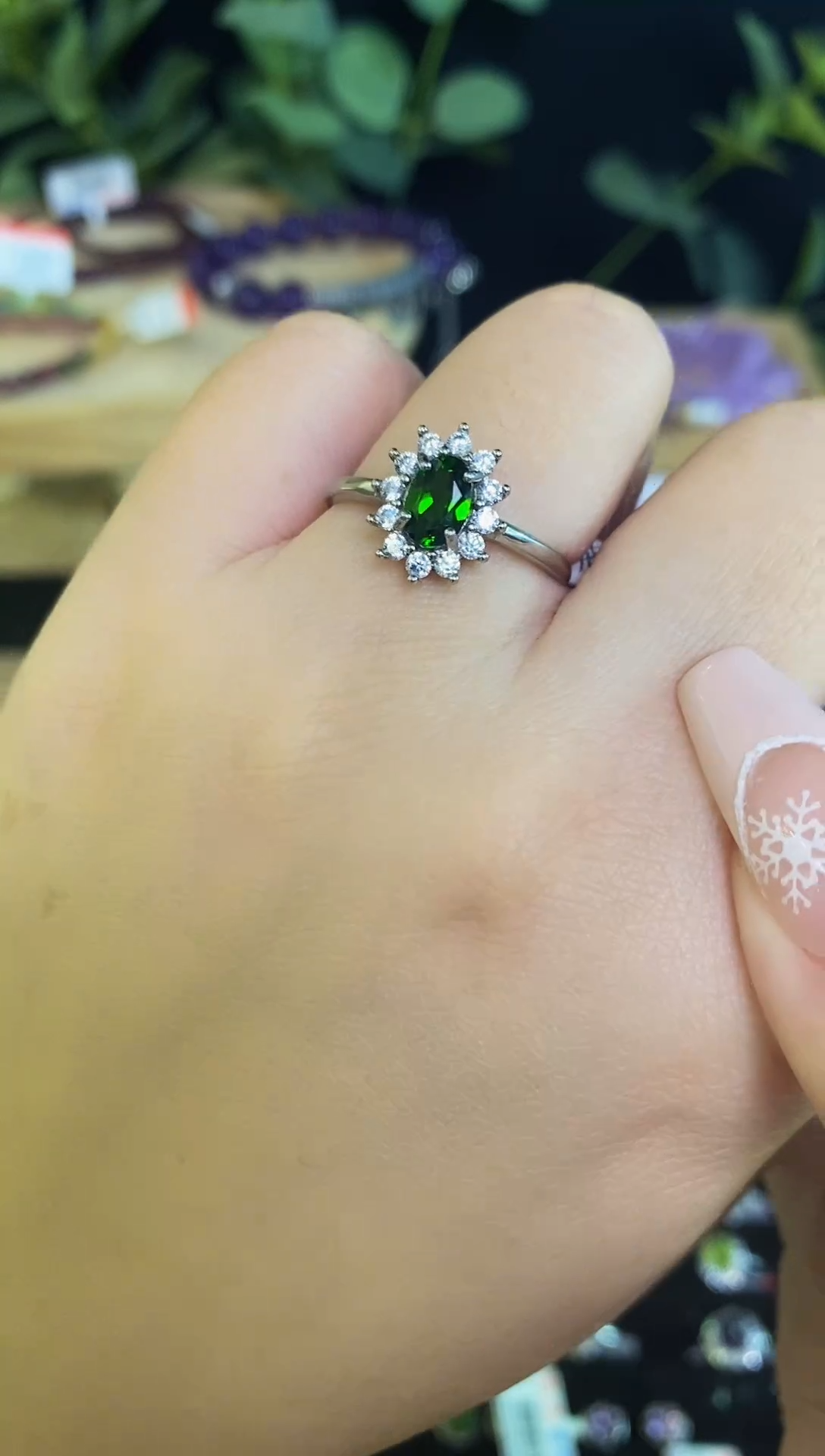 【闪购商品】透辉石戒指银S925镶嵌戒指