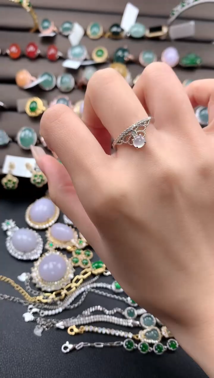 【闪购商品】翡翠戒指银S925镶嵌321312