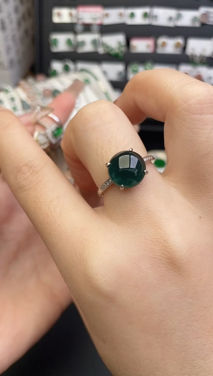 银S925镶嵌戒指翡翠0