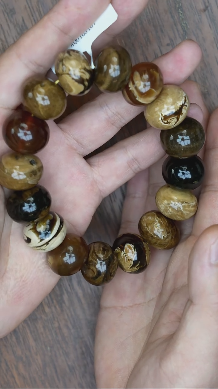 【闪购商品】琥珀裸石未镶嵌缅甸算盘珠手串微瑕多样性发其一