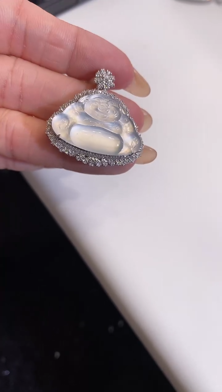 吊坠(不含链)18K金镶嵌翡翠佛公