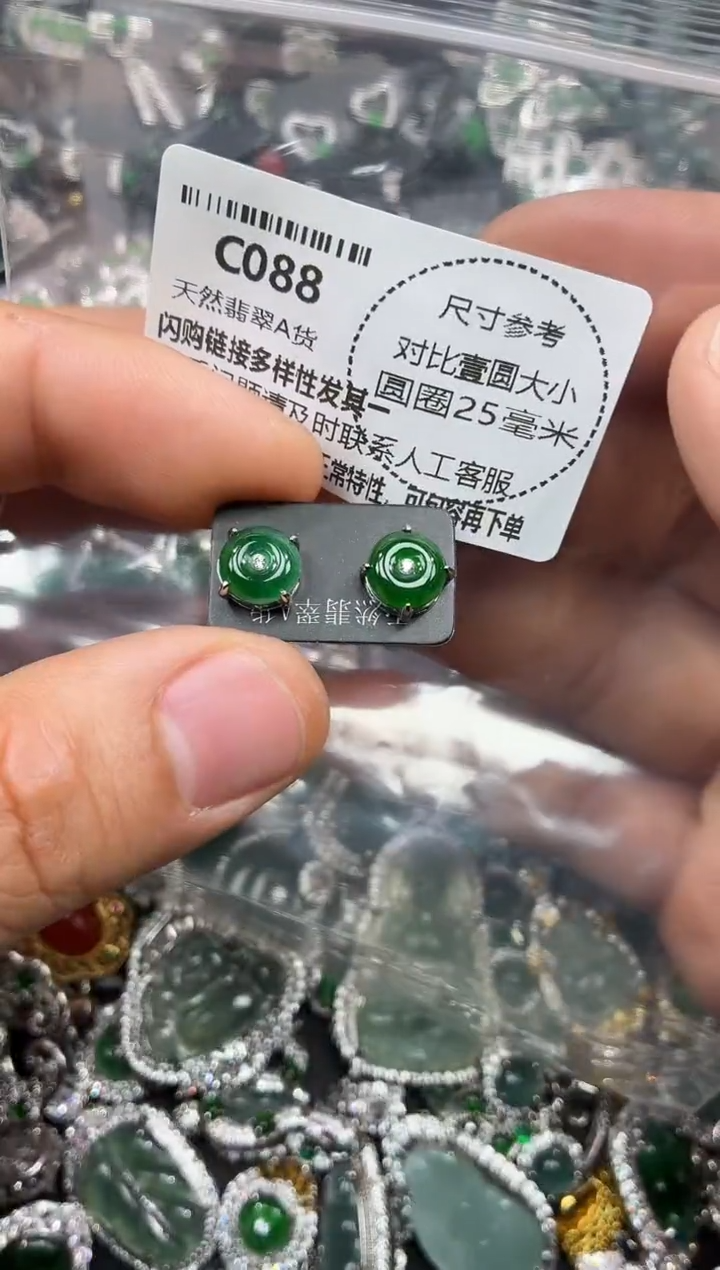 颈饰未镶嵌翡翠C088耳钉