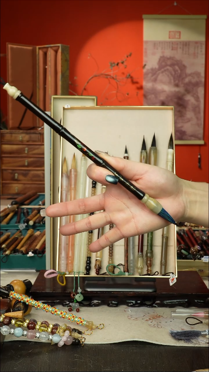 253号闪孤品高货毛笔链接 清水试笔 蘸墨不退