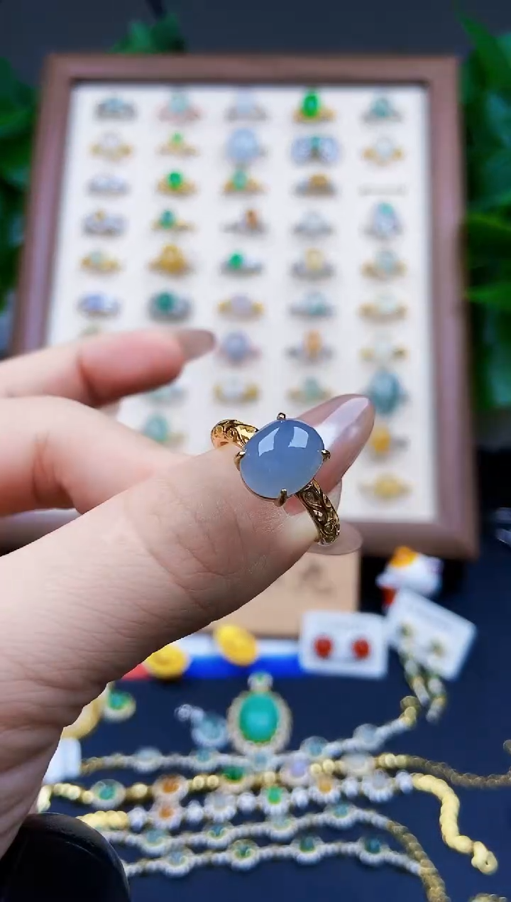 翡翠戒指银S925镶嵌12