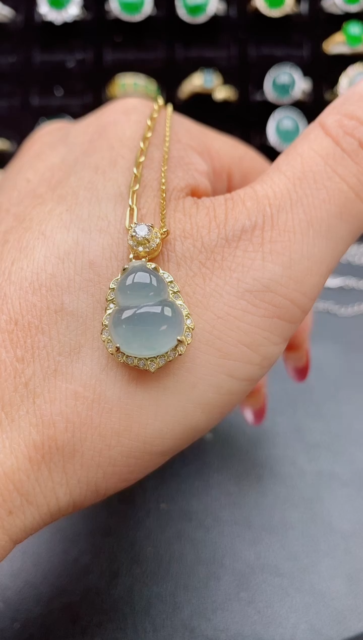 【闪购商品】翡翠吊坠(赠链)银S925镶嵌50850