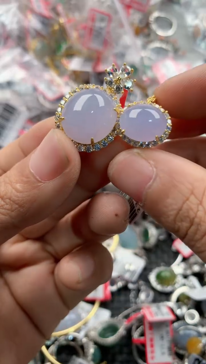 银S925镶嵌戒指翡翠666               9