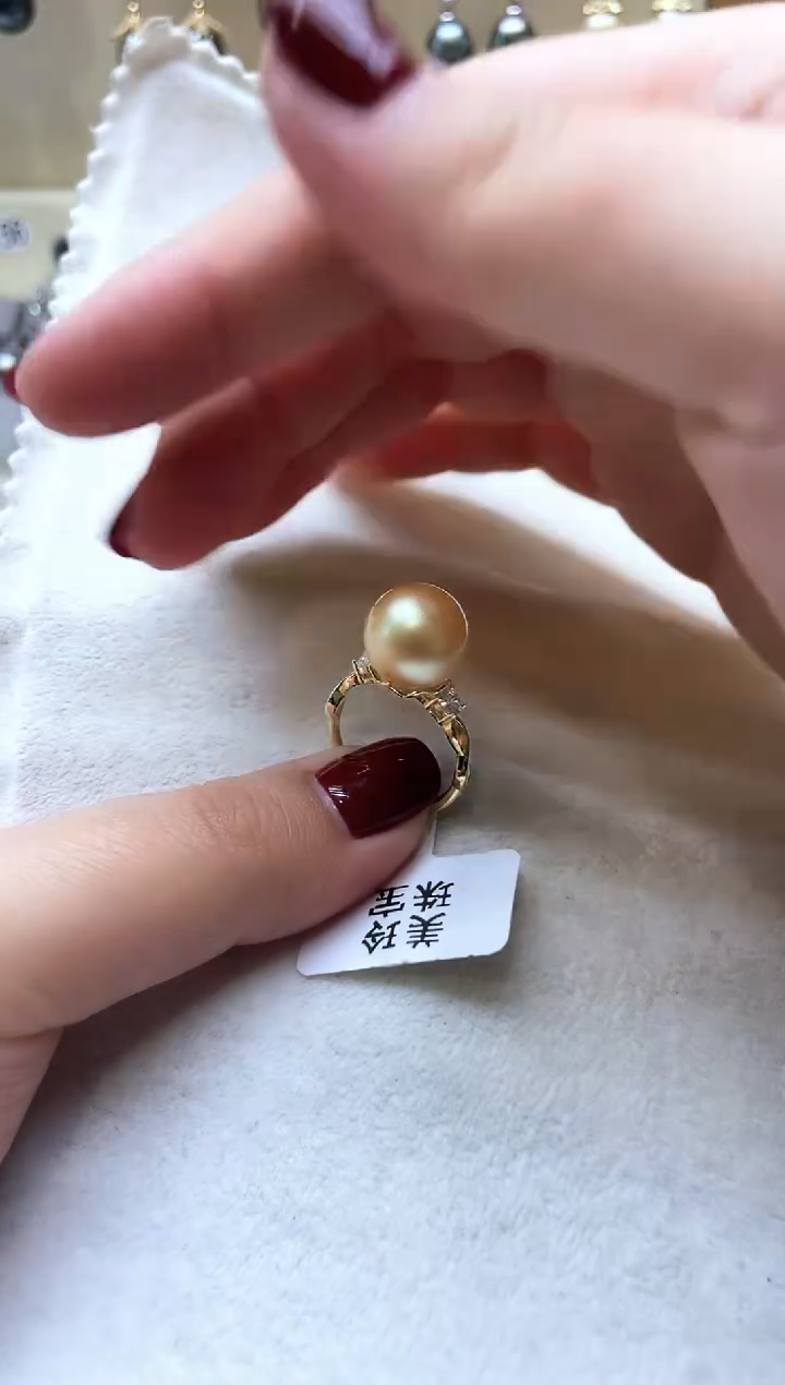 【闪购商品】海水珍珠戒指银S925镶嵌金珠戒指