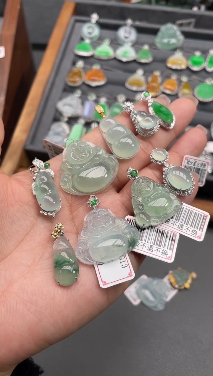 【闪购商品】翡翠挂件18K金镶嵌合集