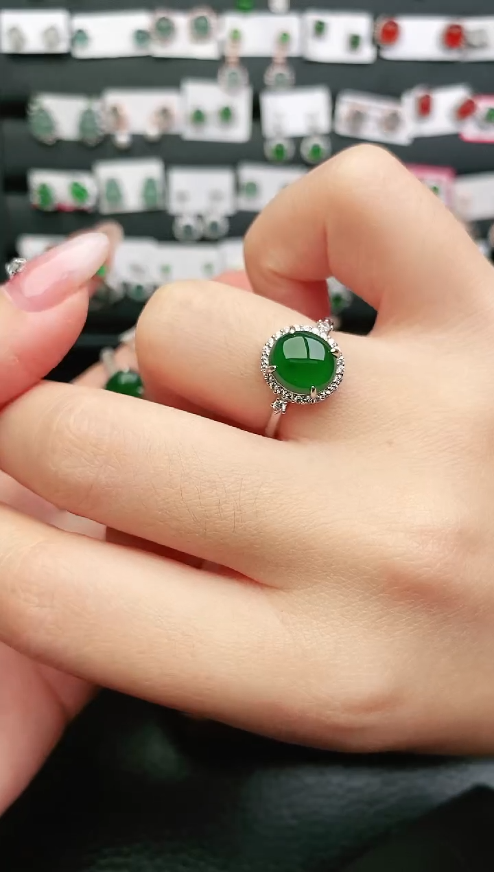 【闪购商品】翡翠戒指银S925镶嵌戒指